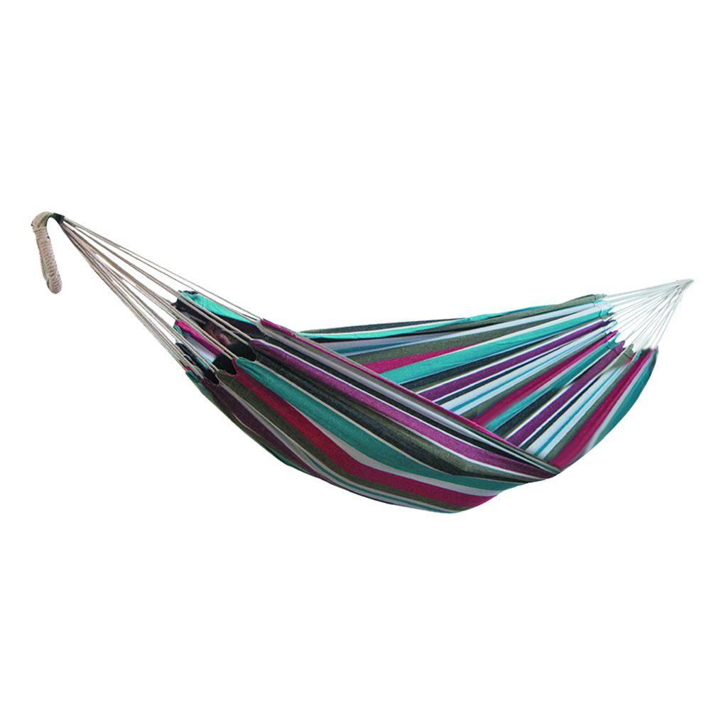 Canvas Hammock Thicken Leisure Stripe Double Single People Hanging Swing Bed Outdoor Garden Hammock Hanging Bed for Travel