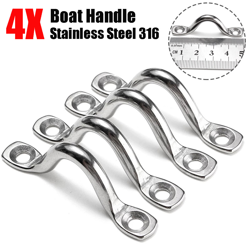 4Pcs Handle 5mm Stainless Steel Wire Eye Straps Boat Marine Tie Down Fender Hook Canopy Engines Accessories Stainless-Steel
