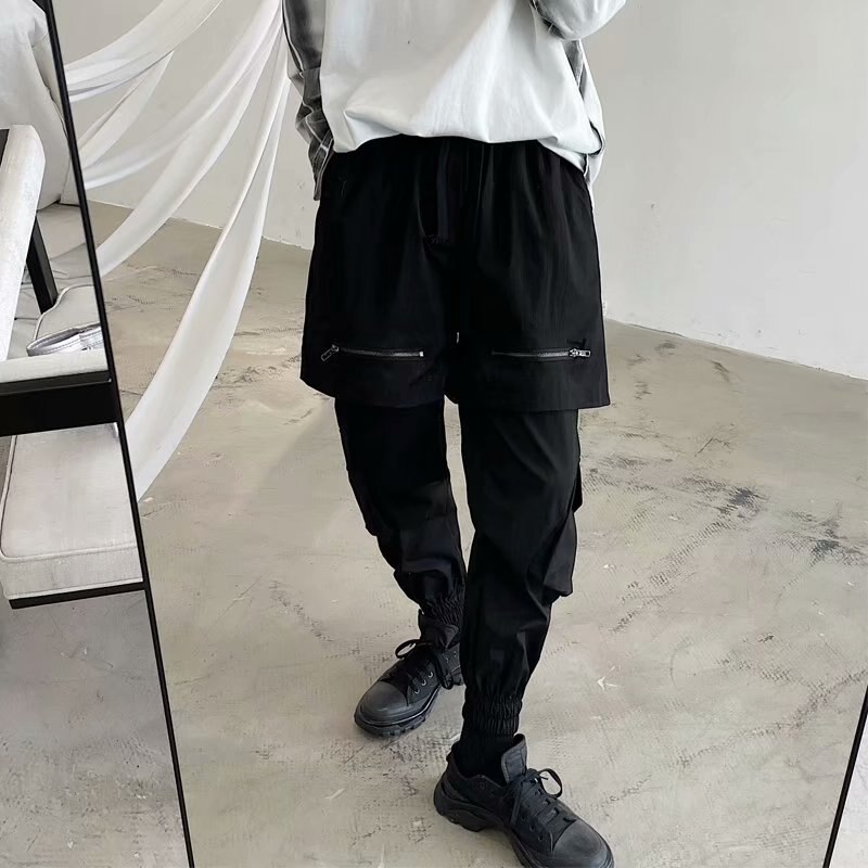 HOUZHOU Black Goth Punk Pants Men Joggers Punk Rave Gothic Trousers Male Techwear Autumn Japanese Streetwear Hip Hop Spliced
