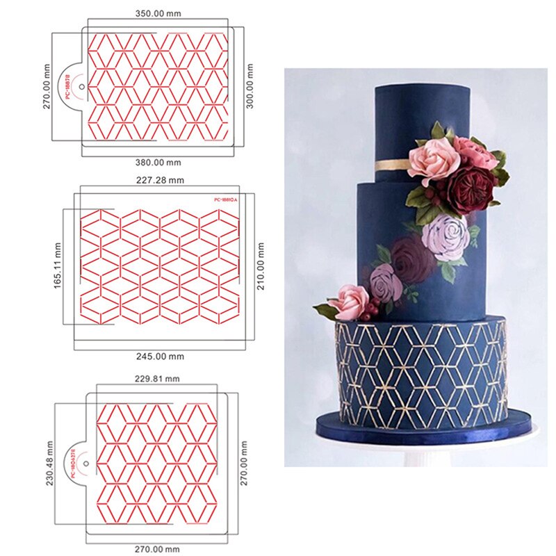Geometric rhombus Pattern Cake Stencil Lace Cake Boder Template DIY Drawing Mold
