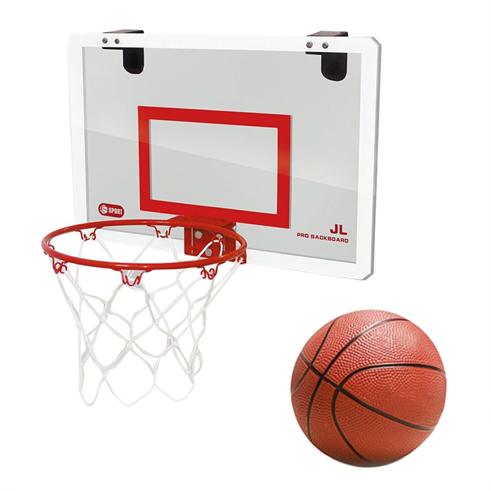 Bærbar mini basketball barn hengende basketball bakbord innendørs dør veggmontert kurv ball brett sett med pumpe ball: Rød