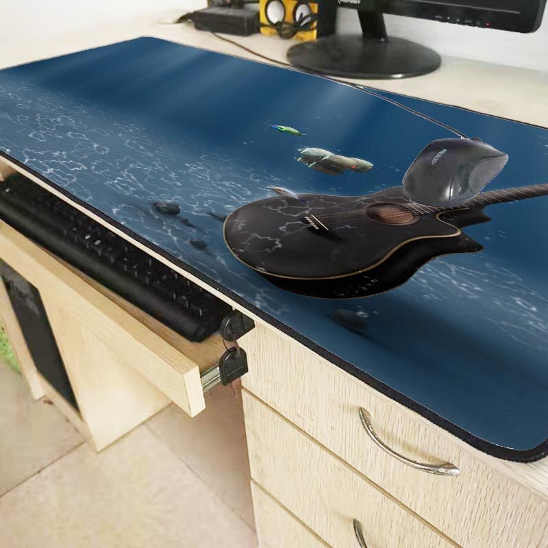 Mrgbest guitarra música grande gamer almofada do mouse grande tapete de borracha superfície mause teclado mesa xxl