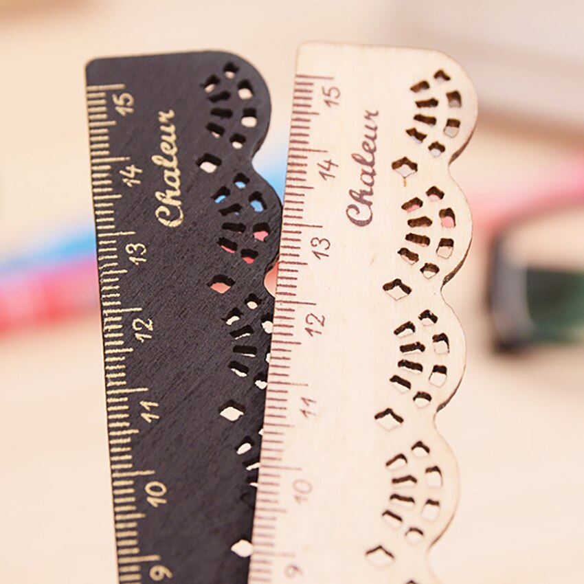 Neuheit 15 cm skala gerade lineal Schüler schreibwaren hohl spitze blume holz lineal büro liefert Sauerei lineal freundlicher