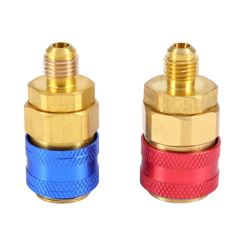 Conector de acoplador rápido para coche, adaptadores de latón para aire acondicionado, refrigerante, medidor de colector de CA ajustable, Freon R134A H/L, 1 par