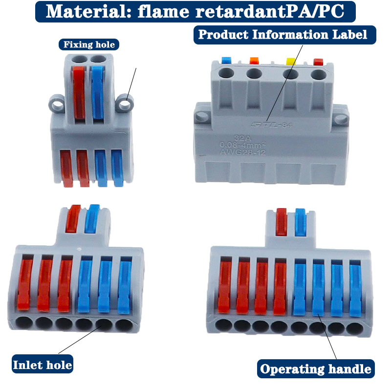 1 in multiple out Quick Wiring Connector Universal Splitter wiring cable Push-in Can Combined Butt Home Terminal Block SPL 222