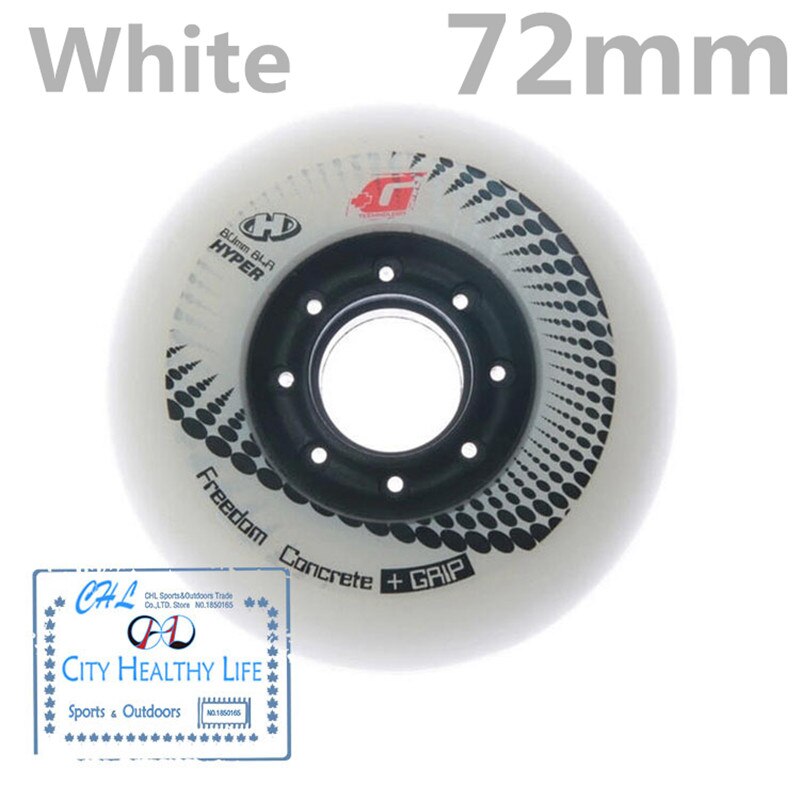 [72mm 76mm 80mm] 100% Original 84A SEBA Hyper + G Griff Beton Inline Rollschuhe Rad rollschuh FSK Slalom Bremsen Rad: Weiß 72mm