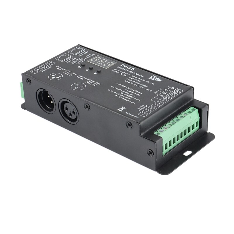 D4-XE 4CH Pwm Constante Spanning Cv DMX512 Rdm Led Decoder Controller Met Digitale Display XLR3 RJ45 DC12V 24V 36V