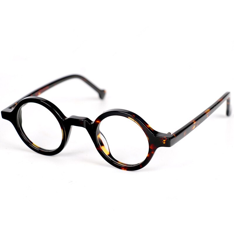 Marcos redondos de anteojos Vintage de 38mm, gafas hechas a mano de madera, pequeños