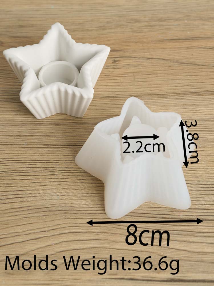 Portavelas a rayas de hormigón, molde de silicona DIY hecho a mano, candelabro redondo en forma de corazón y estrella, molde de yeso, artesanía 3D, , decoración del hogar: Gris claro