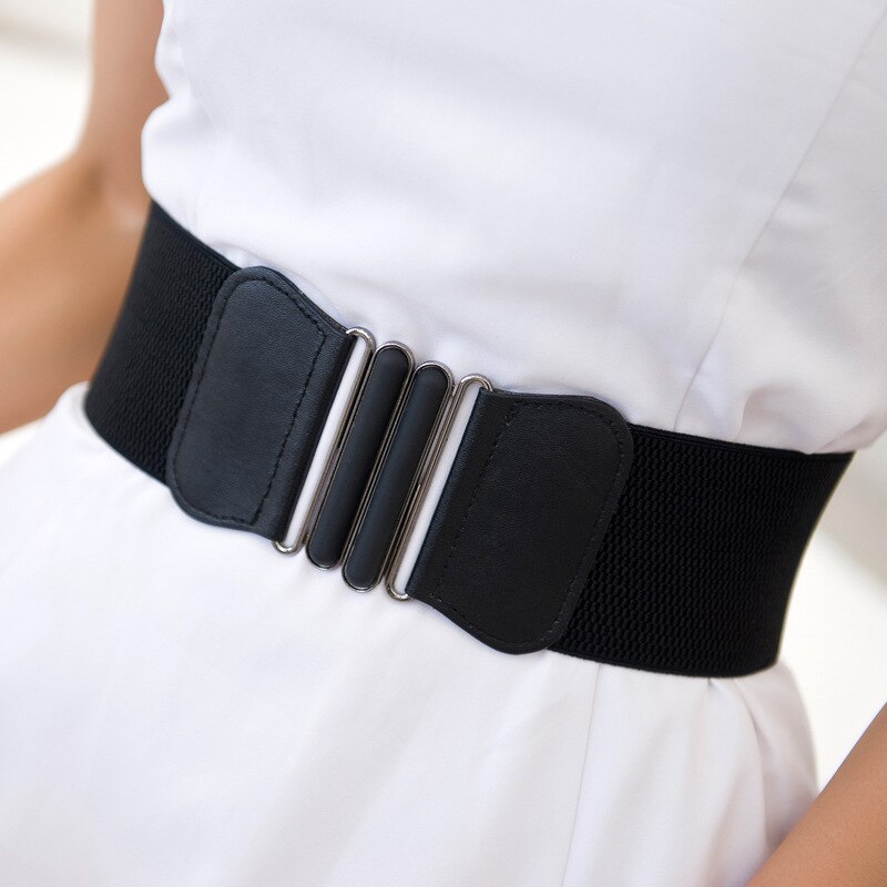 Women Belt Waist Belts Lady Solid Stretch Elastic Wide Belt Dress Adornment for Women Waistband 7.5cm Width 65cm Long