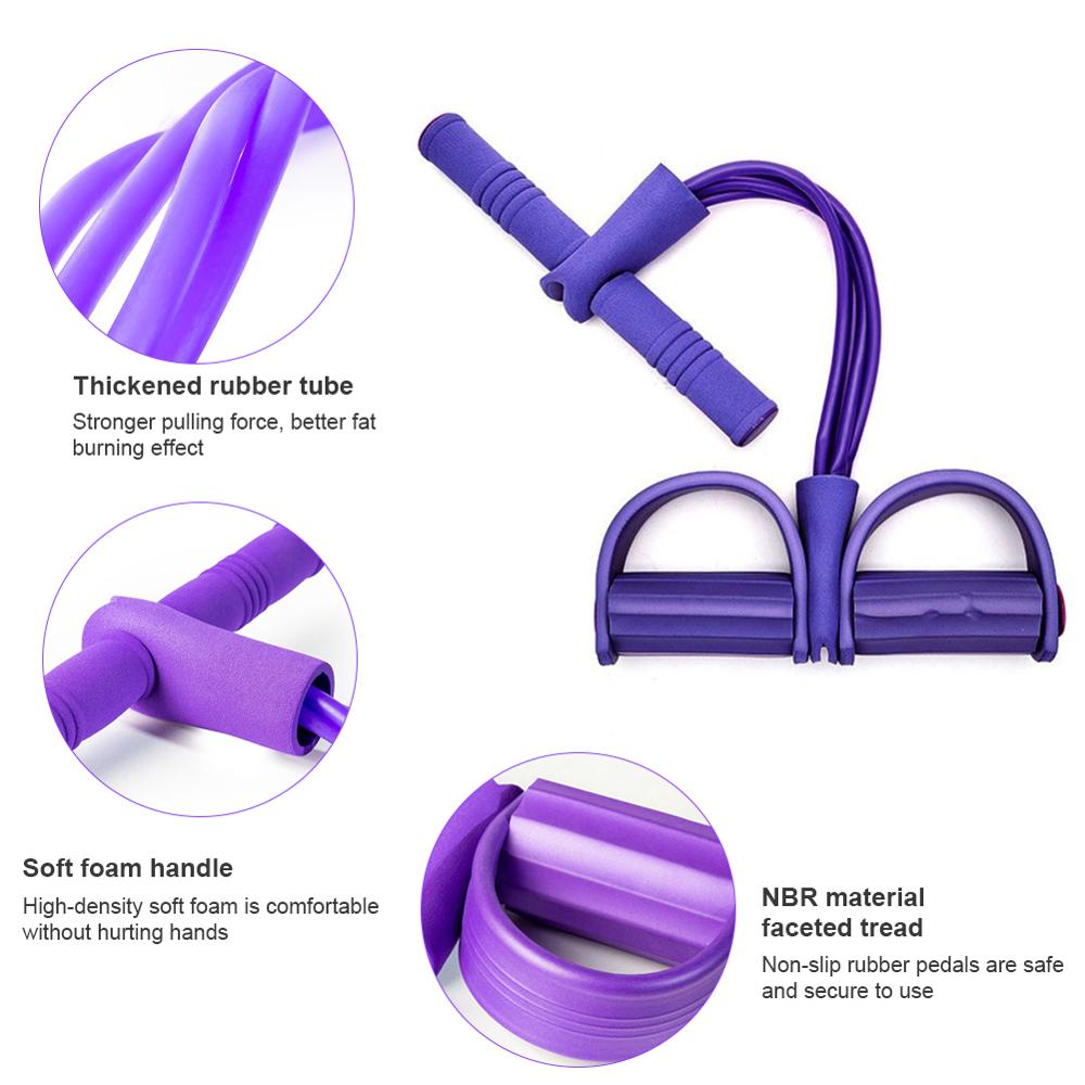 49x25x6.5cm Four-tube Multifunctional Pull Rope Pedal Elastic Rope Leg Puller Abdominal Crunches Footstool pull rope