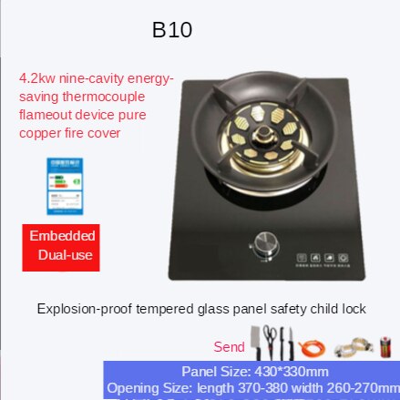 Gasherd Einzel Herde Haushalts Tisch eingebettet Dual Zweck 3800W Energie Natürliche Gas Gas Herde Gehärtetem Glas Tisch Herde CY
