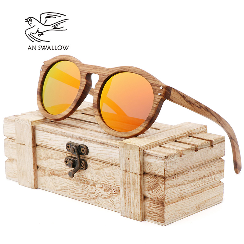 Nuovo 100% Real Zebra Wood occhiali da sole donna occhiali da sole rotondi in legno uomo lenti polarizzate guida UV400 Gafas de sol