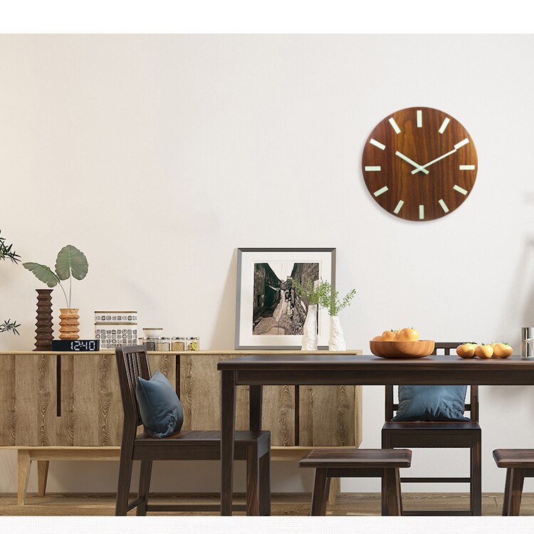 Acrylic DIY Wall Clock Modern Luminous Wall Clock Wood Glow Dark Quartz Wall Hanging Clock 3D Bedroom Living Room