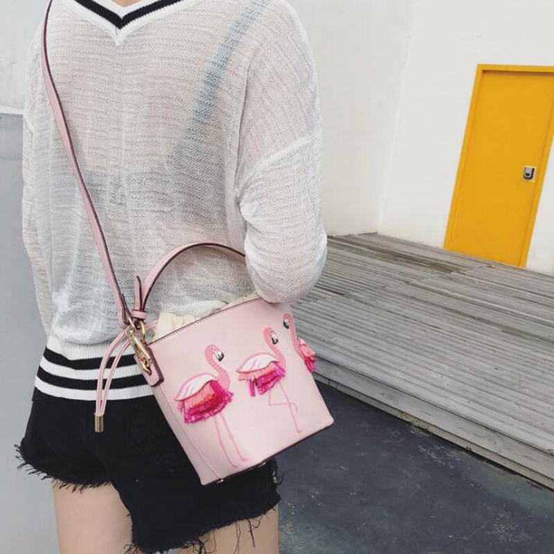 Sac de défilé de de femmes sacs PU en cuir femme Flamingo seau sac femmes sacs à bandoulière sacs à main XS-92