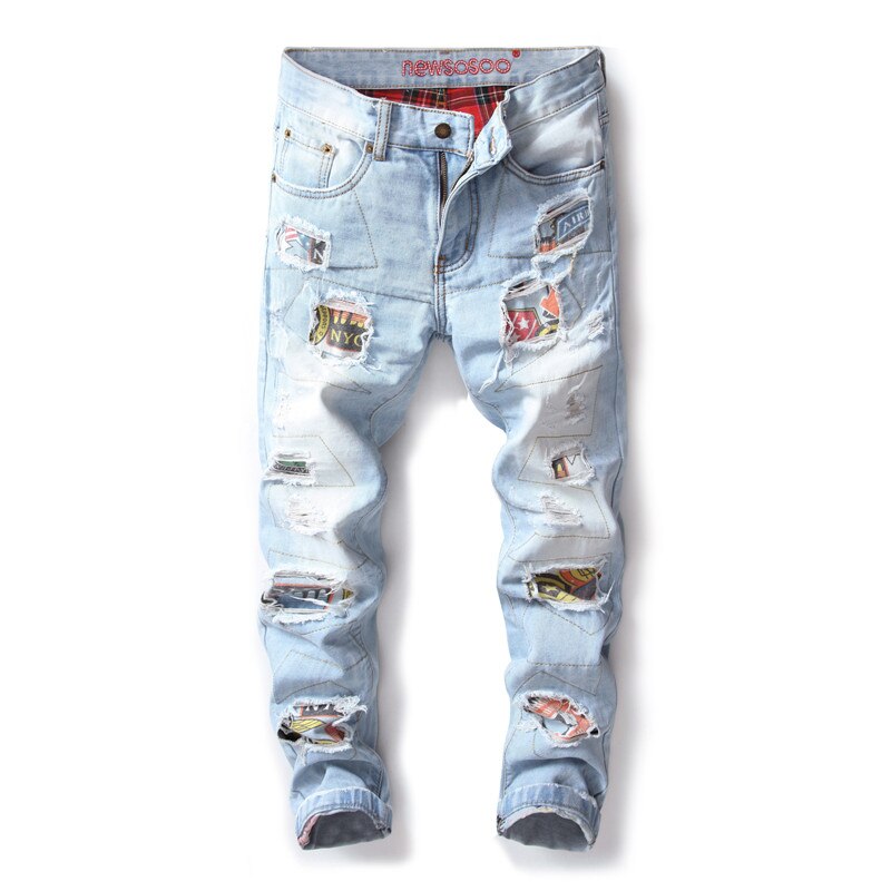 Brand Gloria Jeans Retro Straight Denim Jeans Men Patchwork Plus Size Casual Men Long Pants Trousers Brand Biker Jean