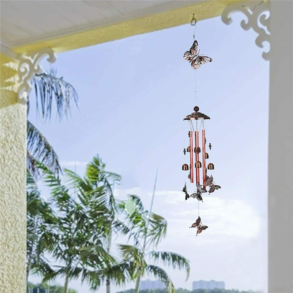 Koperen Buis Windgong Vogel Buterfly Overhandigen Bel Hanger Outdoor Tuin Pastorale Retro Stijl Windgong Klokken Decoratie