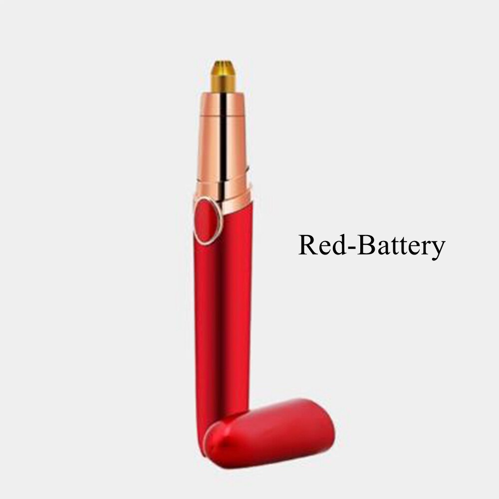 Electric Eyebrow Trimmer Women Face Razor Eyebrow Epilator Shaver Painless Fast Eye Brow Trimmer Portable Hairs Luxury Shaver: Red Battery