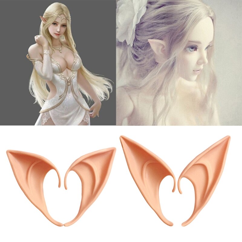 Máscara de látex con orejas de elfo para Cosplay, accesorios para de mascarada de Halloween, disfraces de hadas de Anime, Color profundo, W15, 1 par