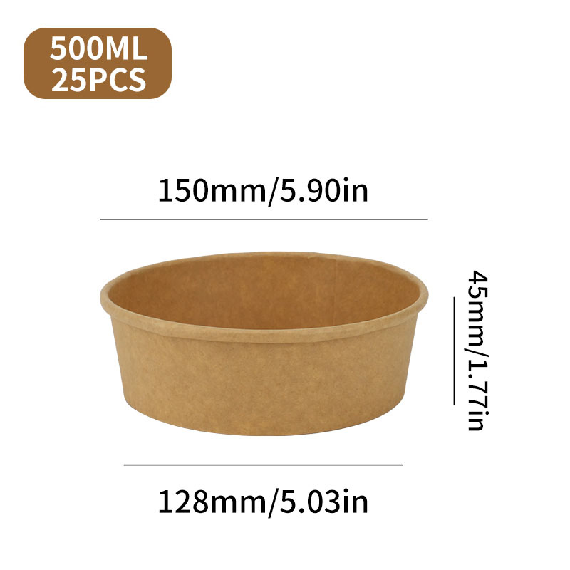 Cuencos de papel Kraft desechables, fiambrera Bento para llevar, cajas de comida con tapas, sopa, fideos, ensalada, contenedor de alimentos desechable, 25 uds.: Azul