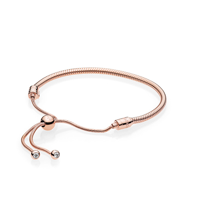 Pulsera de oro rosa para mujer, cuerda de mano a la , simple, cadena de hueso de serpiente, Europa: COLOR ORO ROSADO