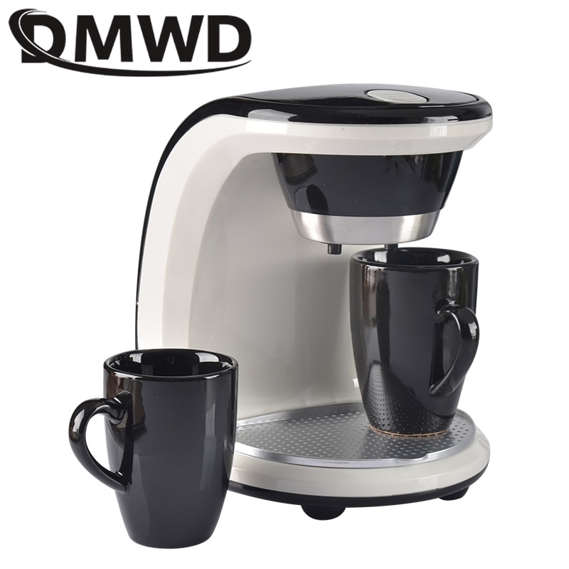 DMWD-Mini cafetière à égouttement électrique pour ménage, semi-automatique, cafetière américaine, Machine à café expresso 2 tasses, prise ue/US