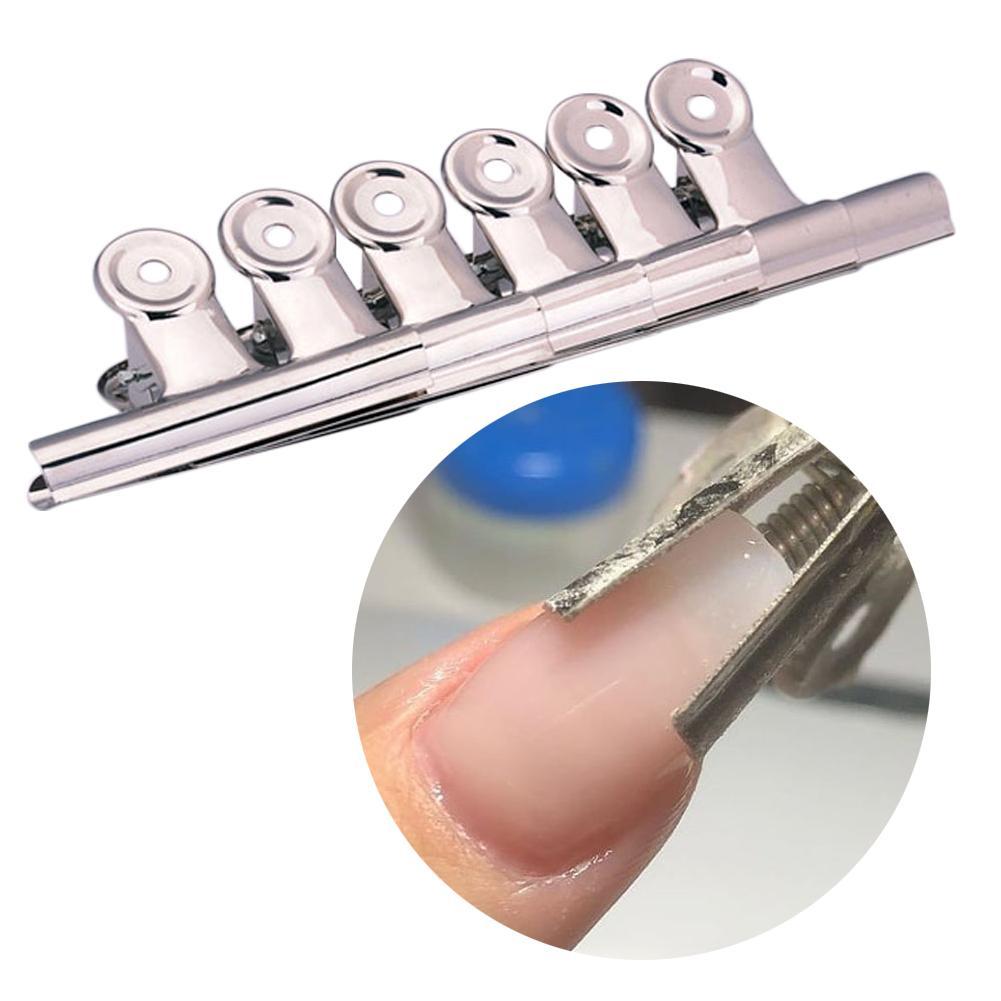 6pcs Steel C Curve Nail Extension Pinching Tool Nail Pincher Clips Fiber Glass Extension Curl Clips Manicure Tools