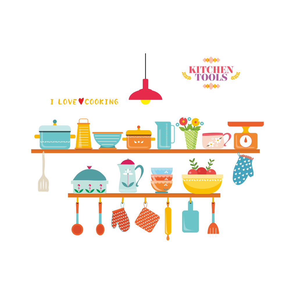 kitchen tools wall decals shop window home decoration cartoon wall stickers decorations pvc poster diy mural art decals