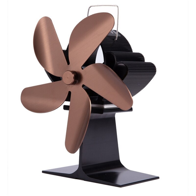 Ecofan-ventilador de leña con 5 aspas 210CFM, quemador de leña para el hogar, con calor eficiente con termómetro: Bronze