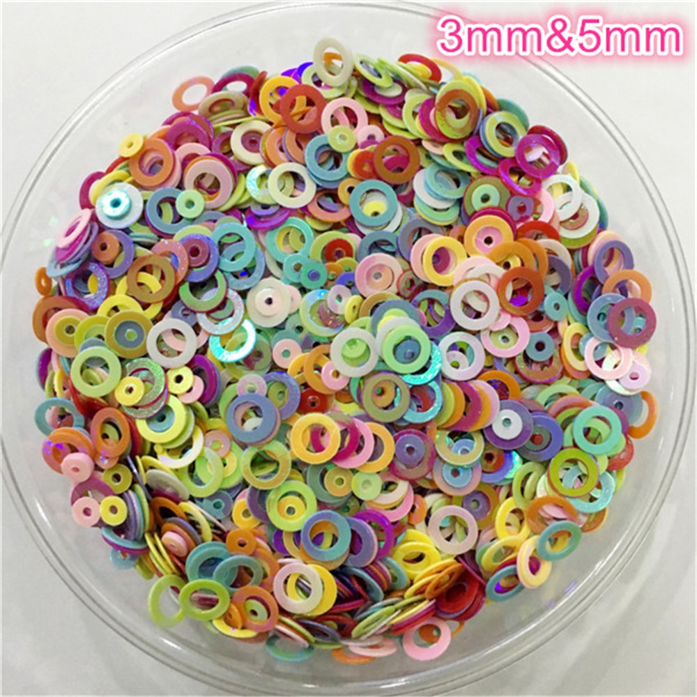 50g 3000 /partij 3 & 5mm dubbele cirkel ronde vorm losse pailletten glitter pailletten naaien bruiloft knutselen kinderen diy pailletten