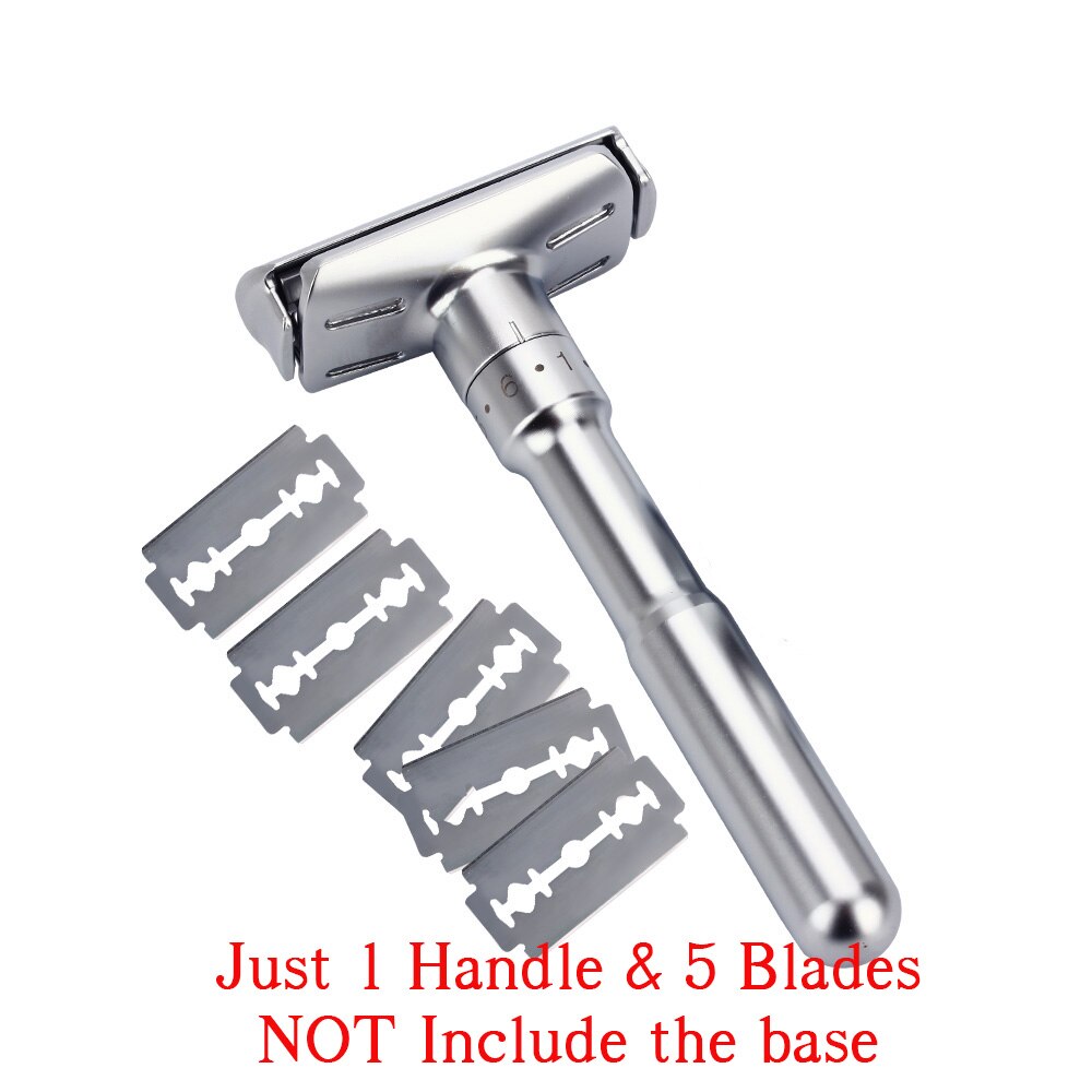 DDPGGL Men Classic Double Edge Adjustable Razor Shaver Smooth to Aggressive 1-6 Lime Hair Removal Razor with 5 Blades: 1 razor 5 blades