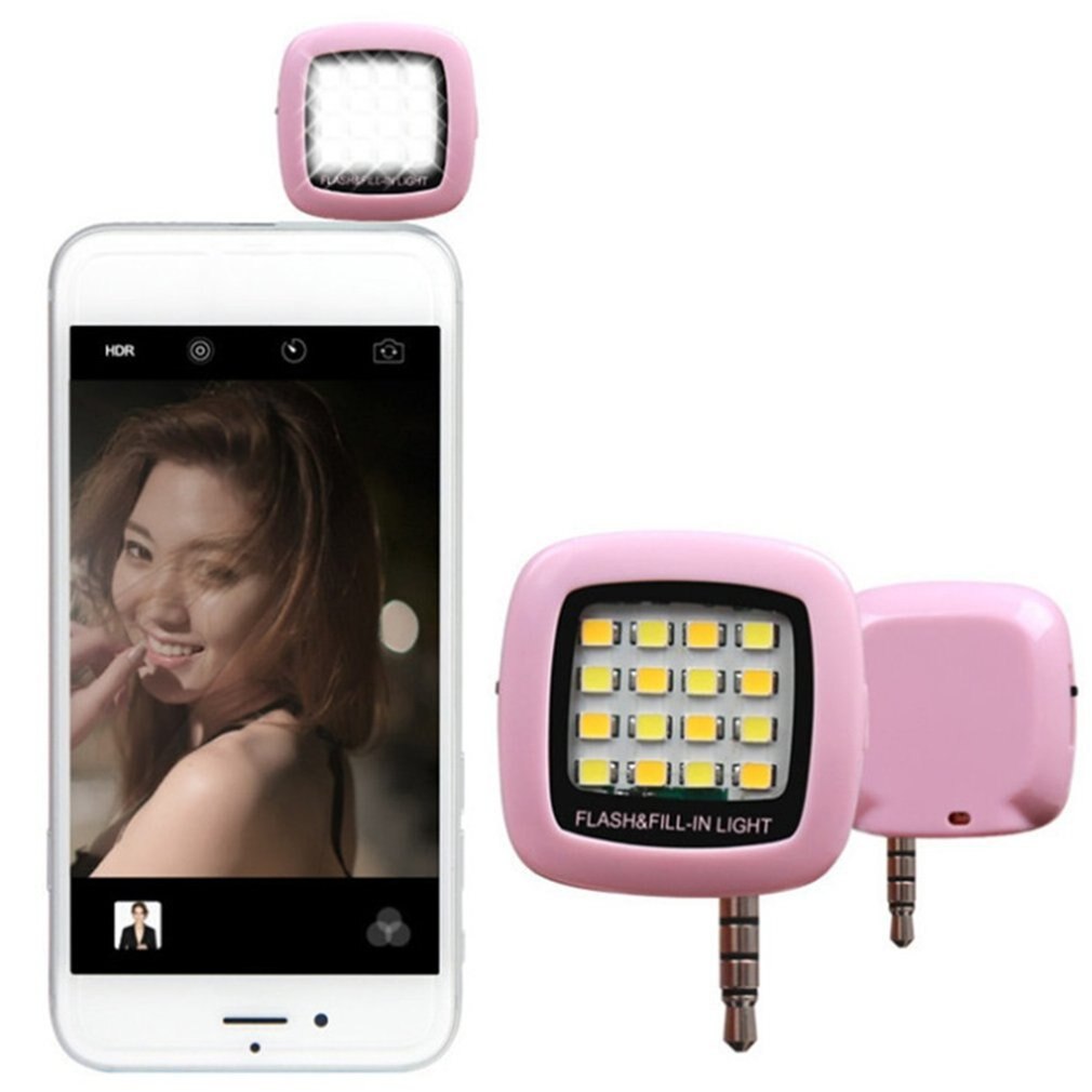 16 stuks led mini flitser opvullicht voor mobiele telefoon selfie helderheid fotografie lamp 3.5mm heldere led videolamp