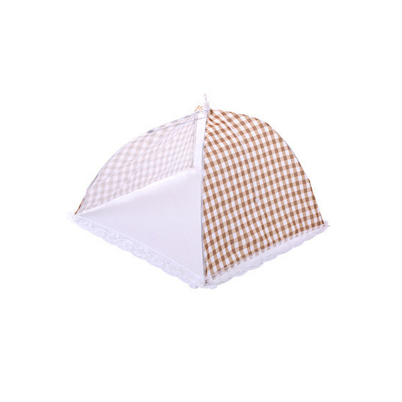 12 Inch Opvouwbare Keuken Mesh Voedsel Deksel Paraplu Hygiëne Rooster Schotel Cover Voor Anti Fly Mosquito Stof Bbq Picknick Keukengerei: Bruin