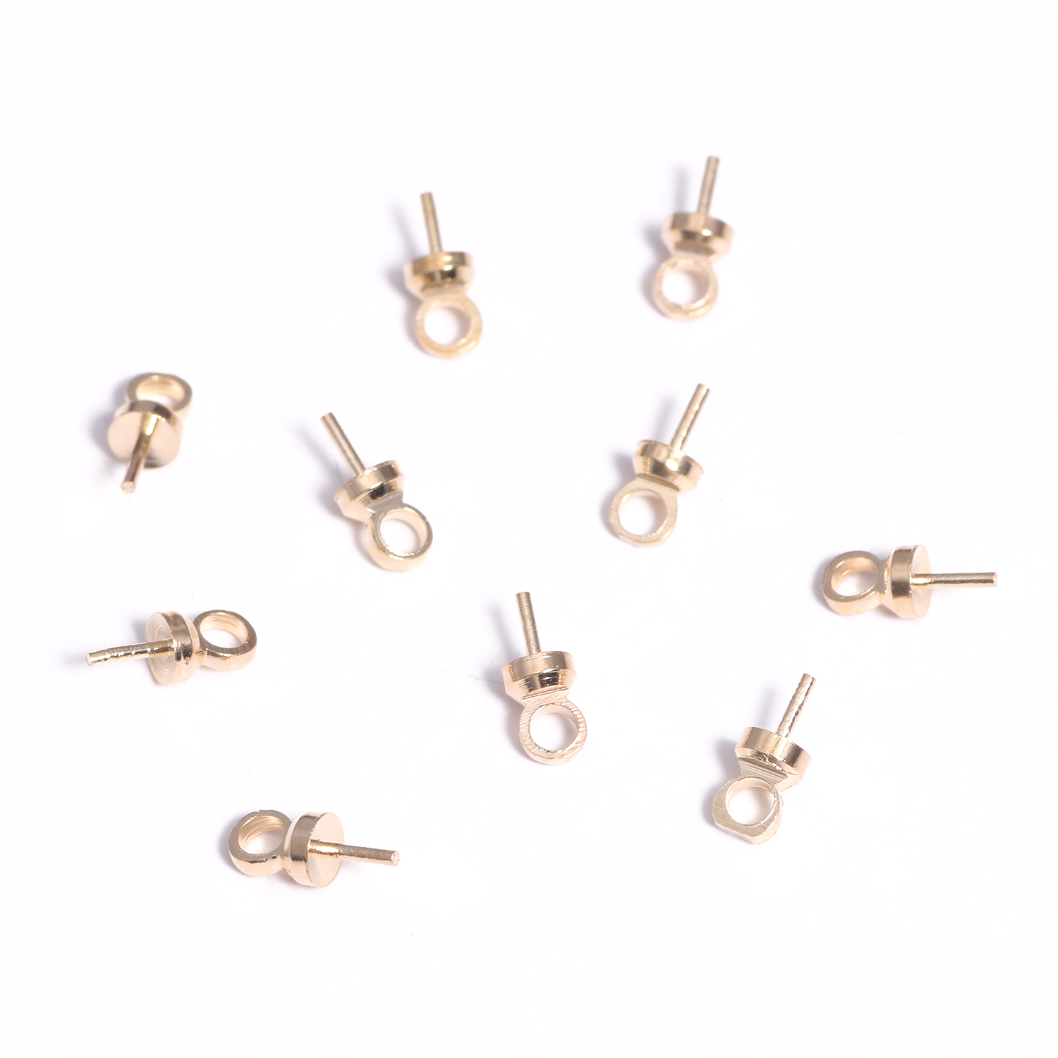 100/200pcs 6.5*3mm metalowe oko Pin Bail perłowe koraliki złącze Bail dla wisiorki dostarcza Diy ocena biżuteria Making akcesoria: 14K Gold / 6.5x3mm 200pcs