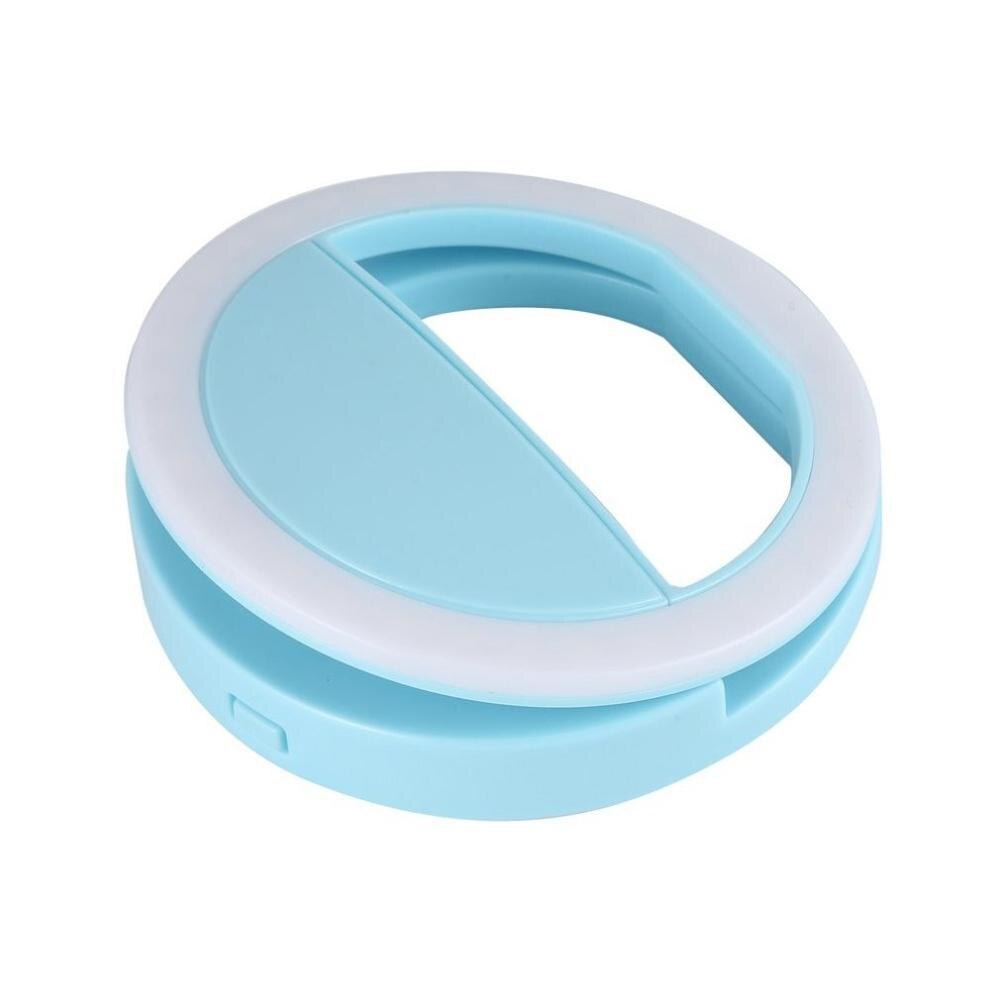 Clip de luz de teléfono móvil Selfie LED Flash automático para Teléfono Celular Smartphone redondo portátil linterna de Selfie espejo de maquillaje: blue