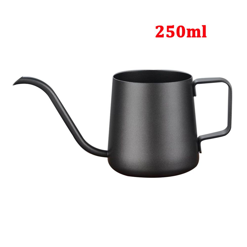 1 Pc 250/350 Ml Rvs Zwanenhals Vorm Handleiding Drip Koffie Pot Uitloop Lange Mond Waterkoker Theepot Koffie maker: 250ml Black