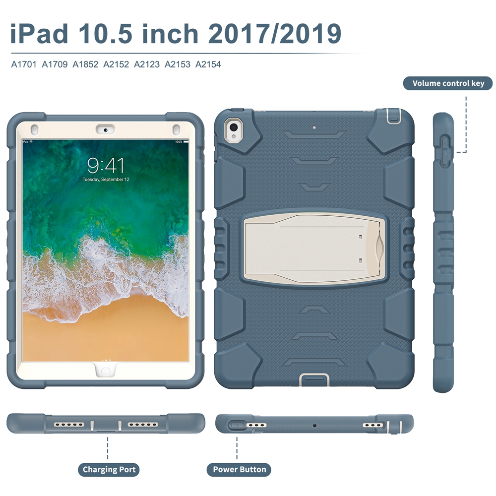 Para Apple iPad Air 3 Pro 10,5 A1701 A1709 A2123 A2152 funda segura para niños a prueba de golpes PC funda híbrida de silicona con soporte para tableta