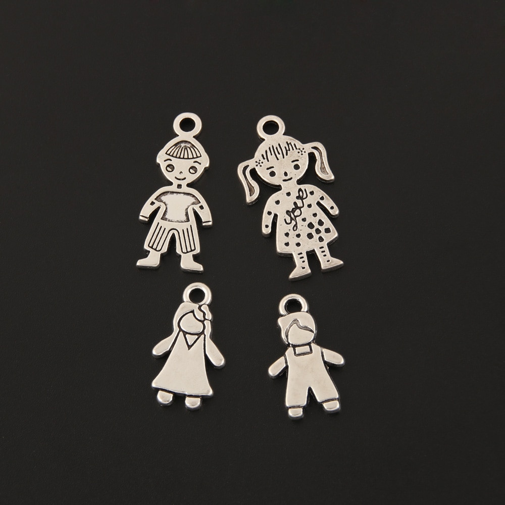 25Pcs Charms Mooie Meisje En Jongen Lover Zilver Kleur Hanger Voor Fit Diy Handgemaakte Sieraden Maken Accessoire
