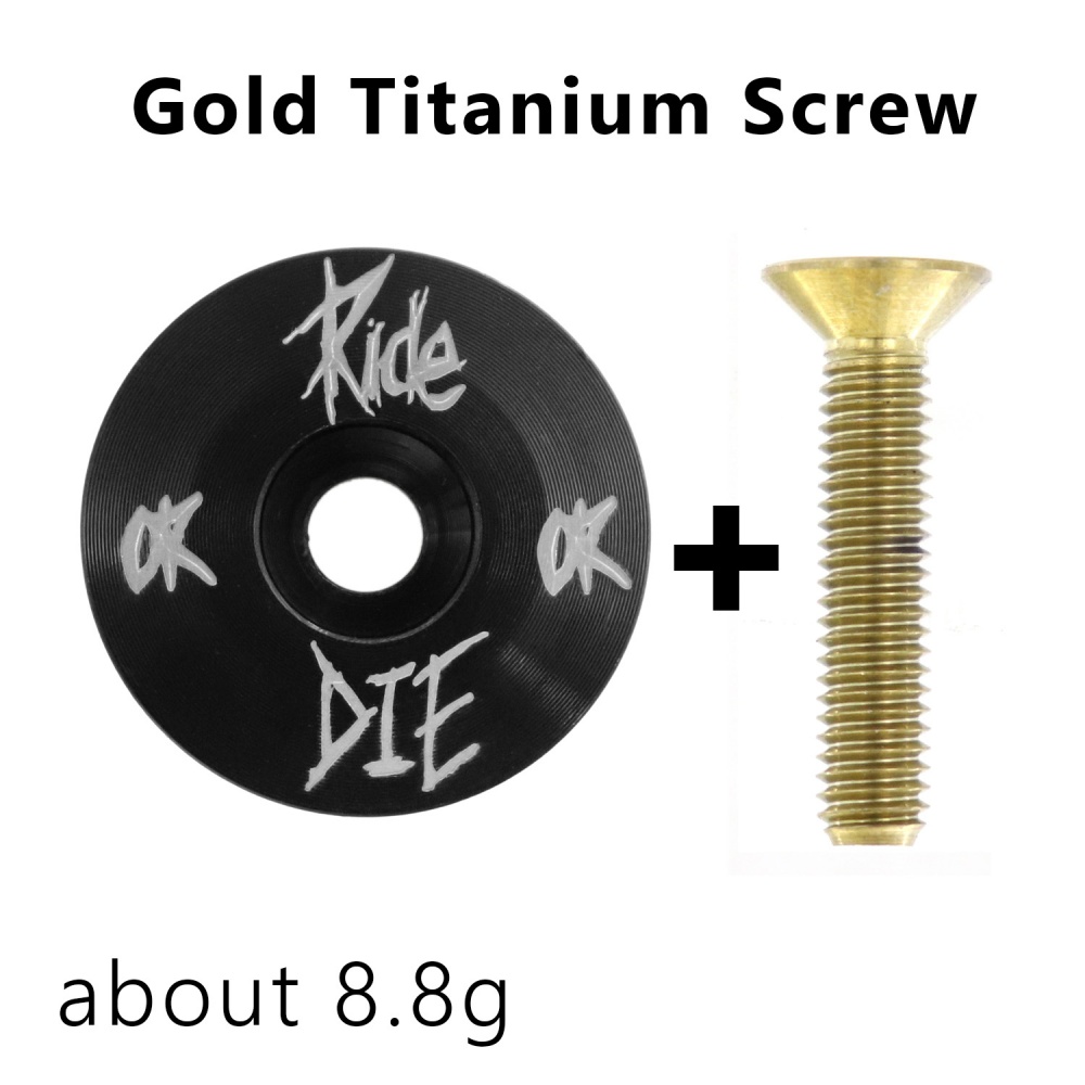 Ride or Die – capuchon supérieur de casque de vélo avec vis en titane M6 x 30mm, pour fourche avant de 1-1/8 pouces, couvercle supérieur de tige en alliage d'aluminium: Bleu