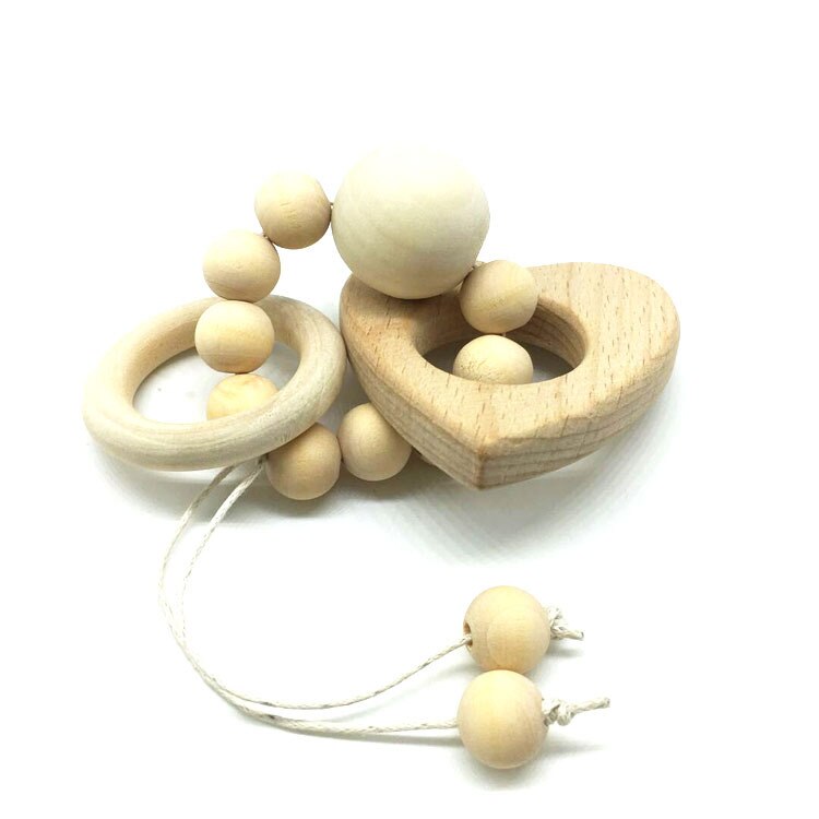 Baby ammande armband trä bygel silikon pärlor barn tand trä skaller leksaker baby teether armband ammande leksaker: Kärlek