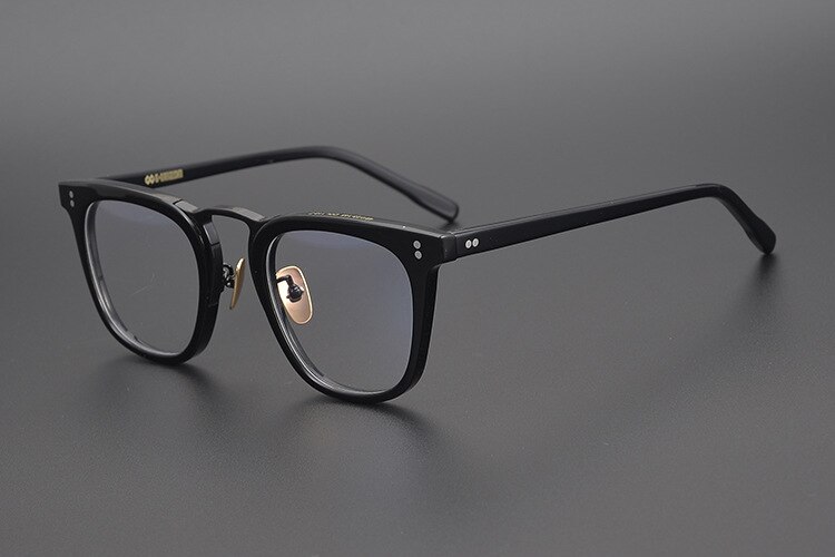 80106 handgjorda acetat glasögon båge retro ren titan optiska datorglasögon för män kvinnor: Svart