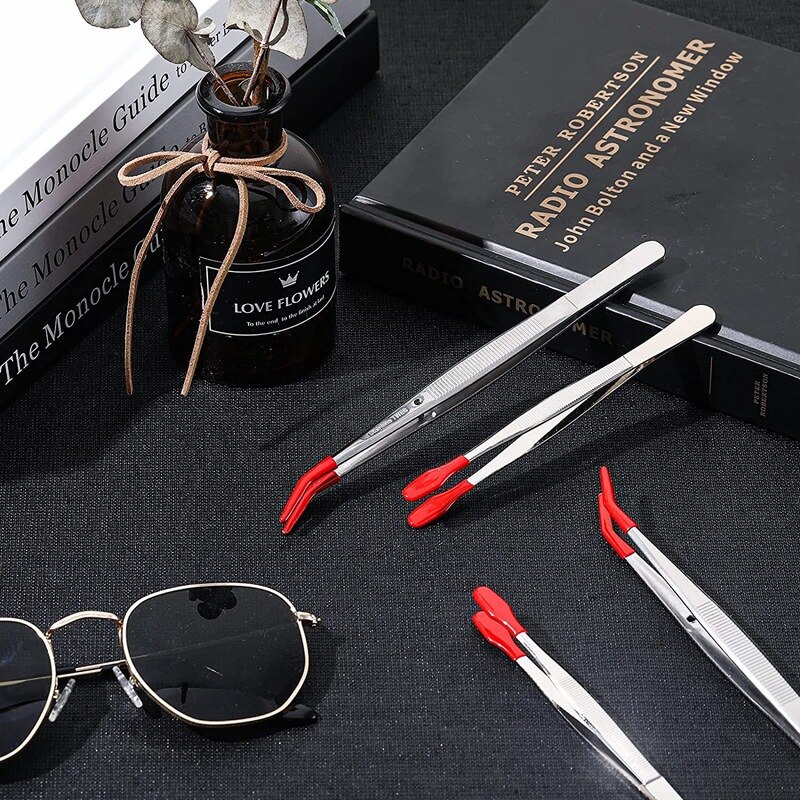 6 Stuks Van Rubber Tip Pincet Pvc Siliconen Precisie Pincet Laboratorium Industriële Hobby Craft Pincet Tool