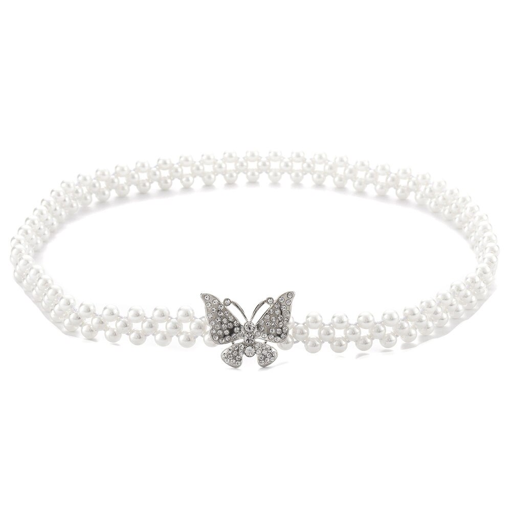 Elegante Parel Taille Ketting Vrouwen Jurk Vlinder Hanger Streetwear Metalen Koreaanse Broek Tailleband Riem Ketting Kleding Accessoires: Style one