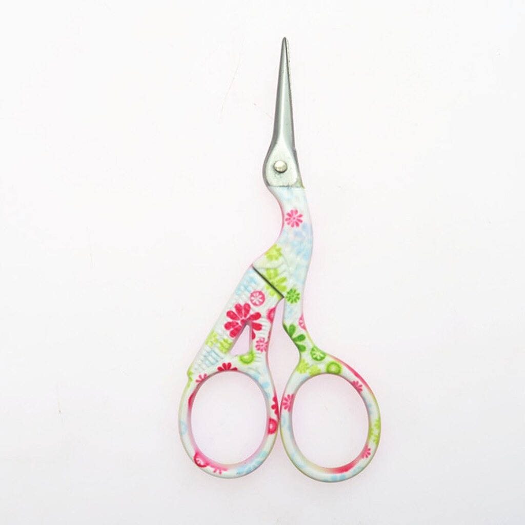 Small Floral Stainless Steel Art Retro Scissors Stork Crane Bird Scissors