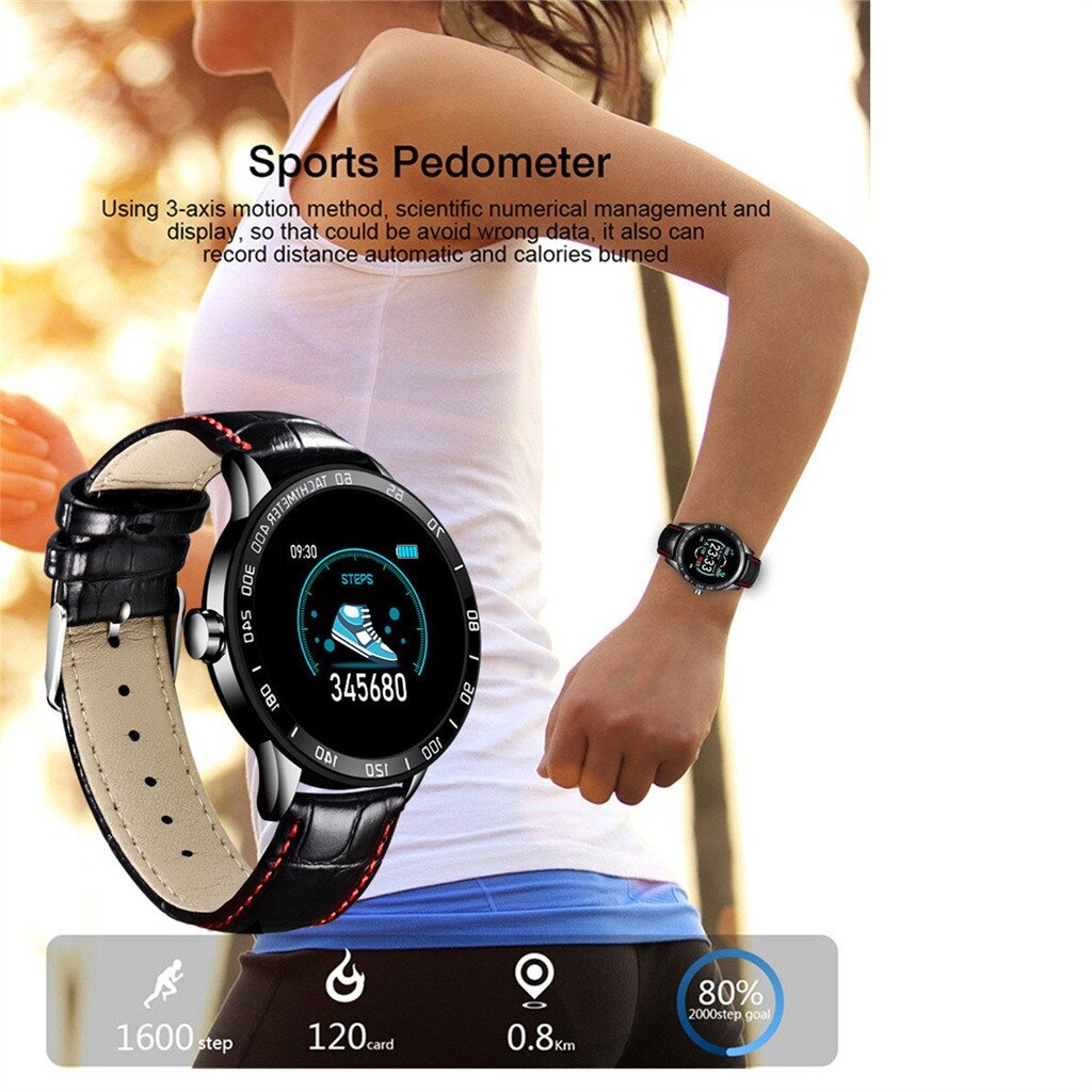 BEHATRD Smartwatch - OLED Color Display - Heart Rate & Blood Pressure Monitor - Stainless Steel Band