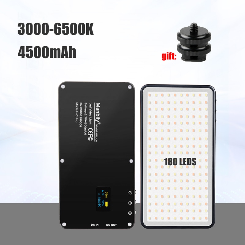 Manbily MFL-06 Mini Tragbare LED Licht 4500mAh Video Licht 180 LEDs Lampe Hohe CRI96 Fotografie Füllen Licht für DSLR kamera