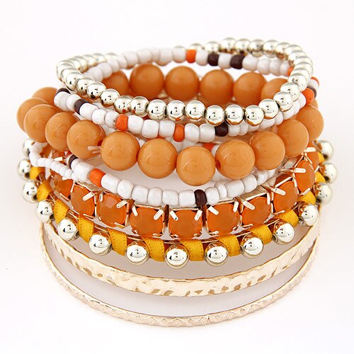 LEMOER Bohemian Candy Color Multilayer Beads Bracelet Bangles jewelry for women pulseras mujer wrist band