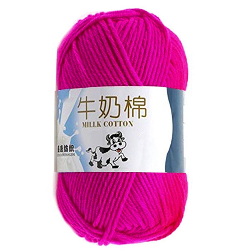 50g/ball Colorful Combed Soft Baby Milk Cotton Yarn Fiber Velvet Yarn Hand Knitting Wool Crochet Yarn DIY Sweater wool yarn: rose red