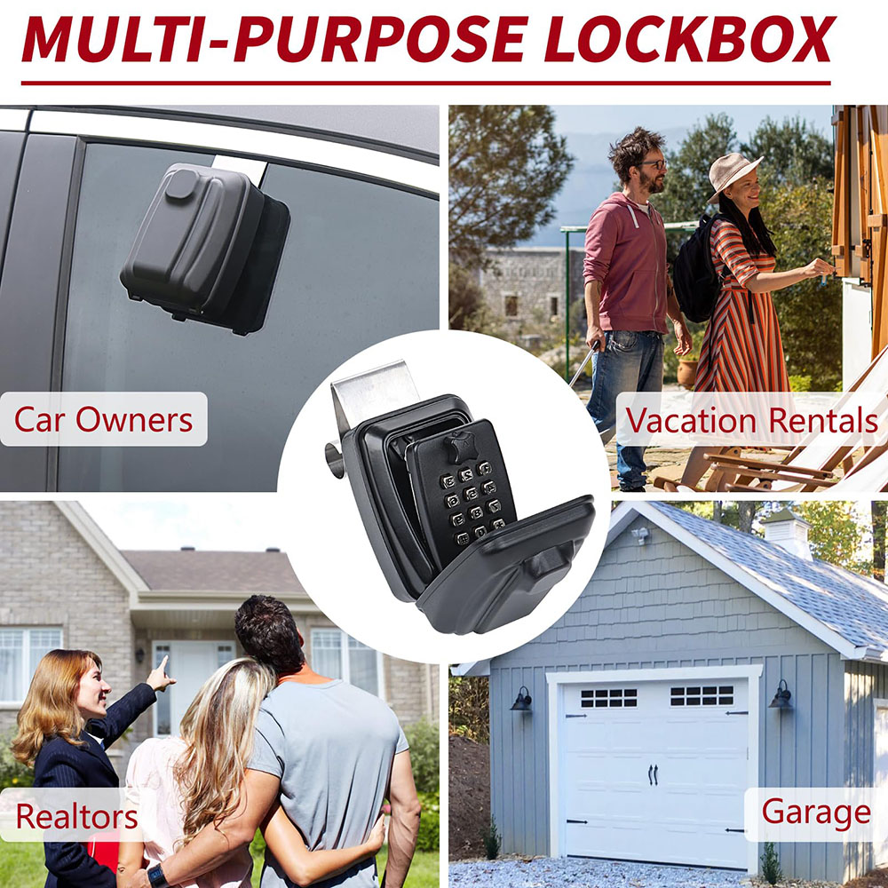 Car Window Lock Box, preto Lockbox portátil para as chaves do carro, Car Key Lock Box Fit para Ride Share Getaround com Sturdy Grande