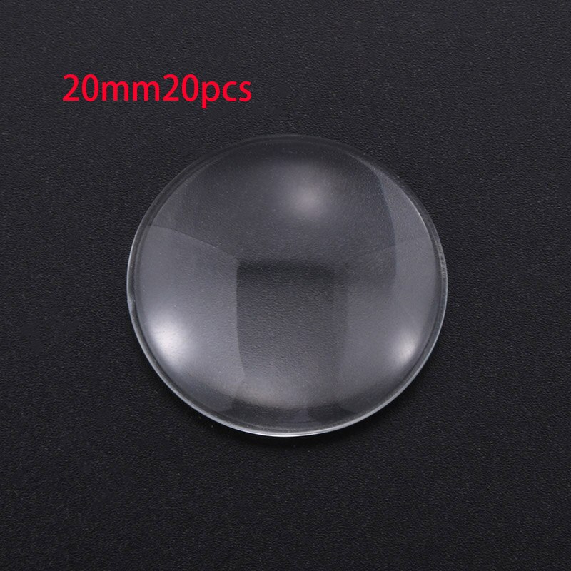 8/10/12/14/16/18/20/25/30/35/40/45/50 Round Flat Back Clear Glass Cabochon, , Cabochon Cameo For Diy Jewelry Making: 20mm20pcs